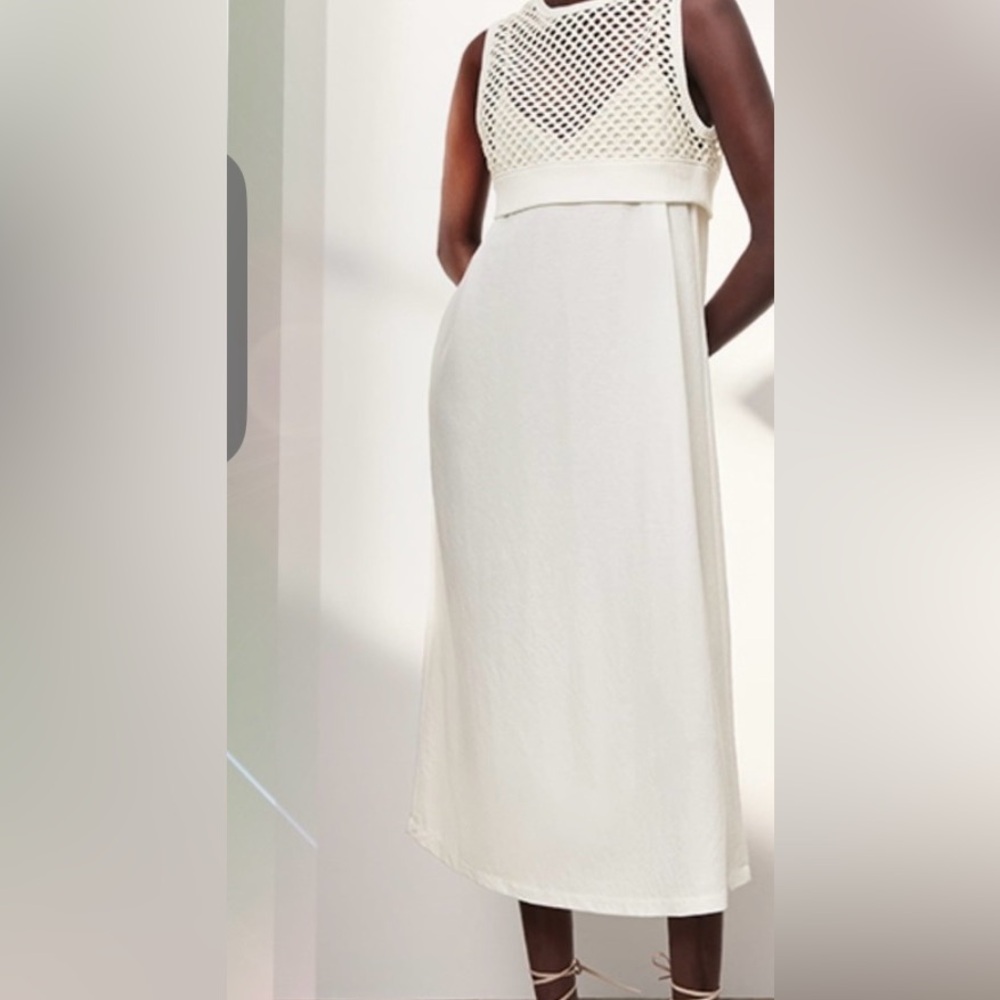 Zara- mesh dress, white, size M. NWT